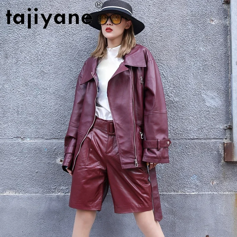 Tajiyane Biker Jacket for Women 100% Real Sheepskin Coat Female Casual Leather Jackets Spring 2021 Veste Cuir Femme Pph4899