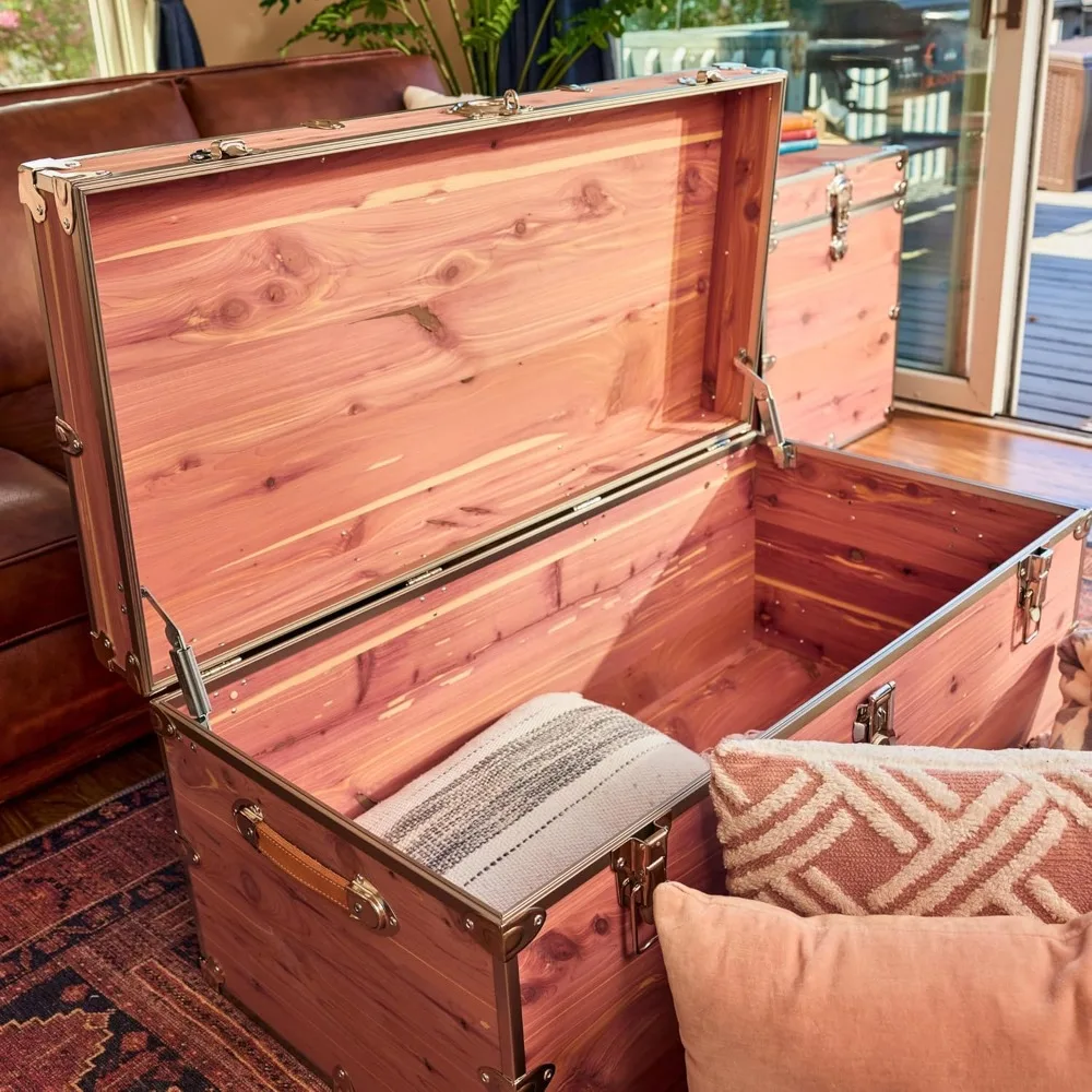 Grande cassapanca portaoggetti in cedro annodato - Tavolino da caffè 3XL, baule fine del letto, panca portaoggetti per ingresso, 40x20x18 pollici, realizzata a mano in U