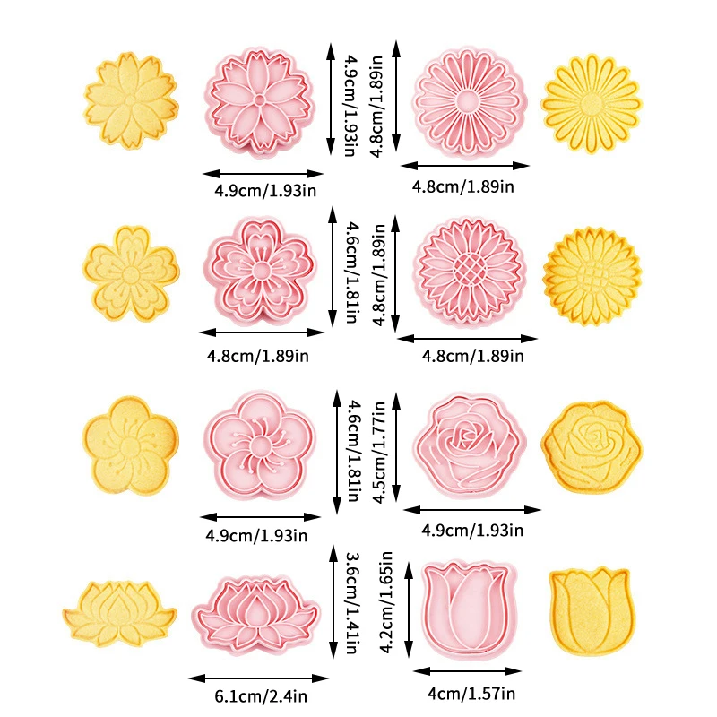 Flower Cookie Cutters: 8 Pcs Flowers Cookie Cutter, Spring Flowers Cookie Stamps For Biscuit Fondant Cheese Baking