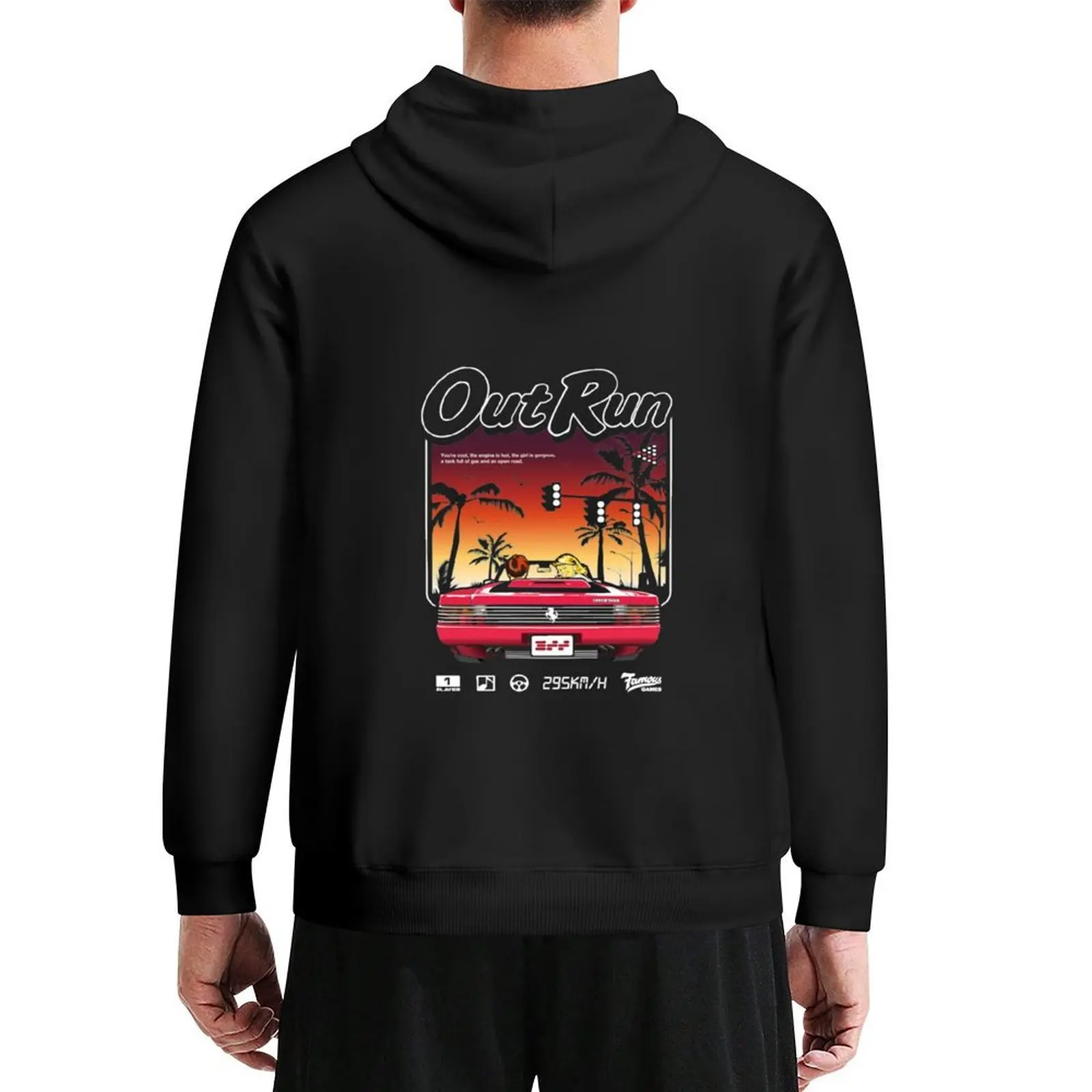 Out Run Retro Vintage Arcade Gaming Shirt Hoodie japanischer Stil Herren Sweat-Shirt Herren Winterpullover Hoodie