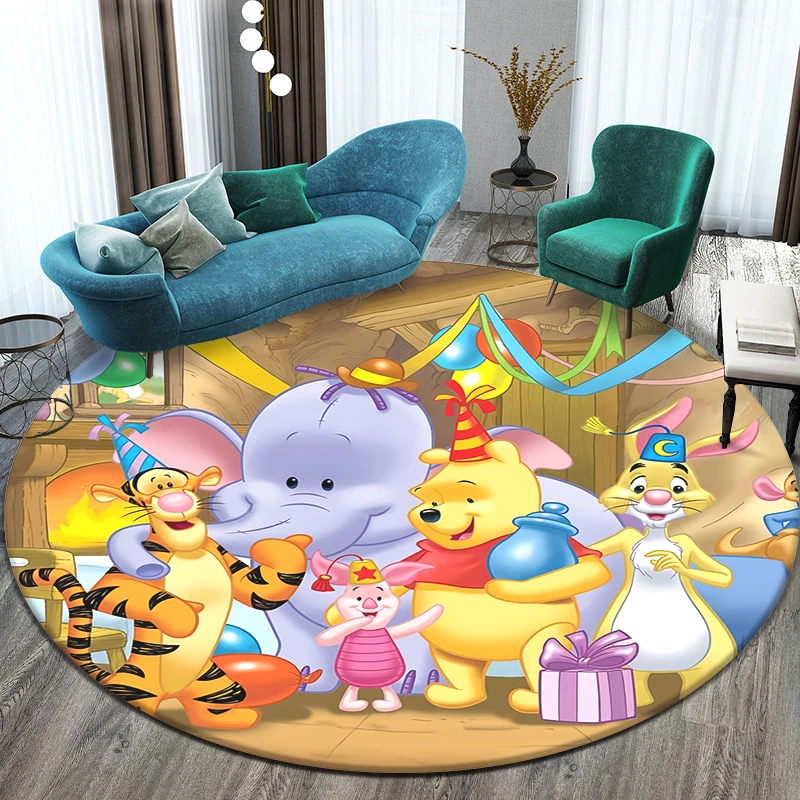 Cartoon Winnie the Pooh Bear Printed Pattern Circular Carpet,Bedroom decorative Rug,Use non-slip floor in living room door mat.