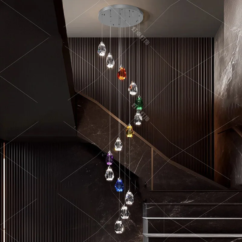 

Modern home decoration crystal chandelier, stair Pendant lamp, living room Pendant lights, interior lighting