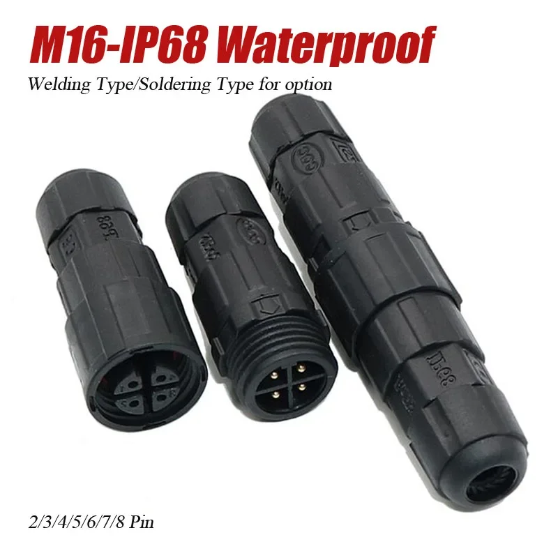 

M16 2/3/4/5/6Pin Connector Assemblable IP68 Outdoors Waterproof Male Female Plug Socket Screw/Welding Electrical Wire Connectors