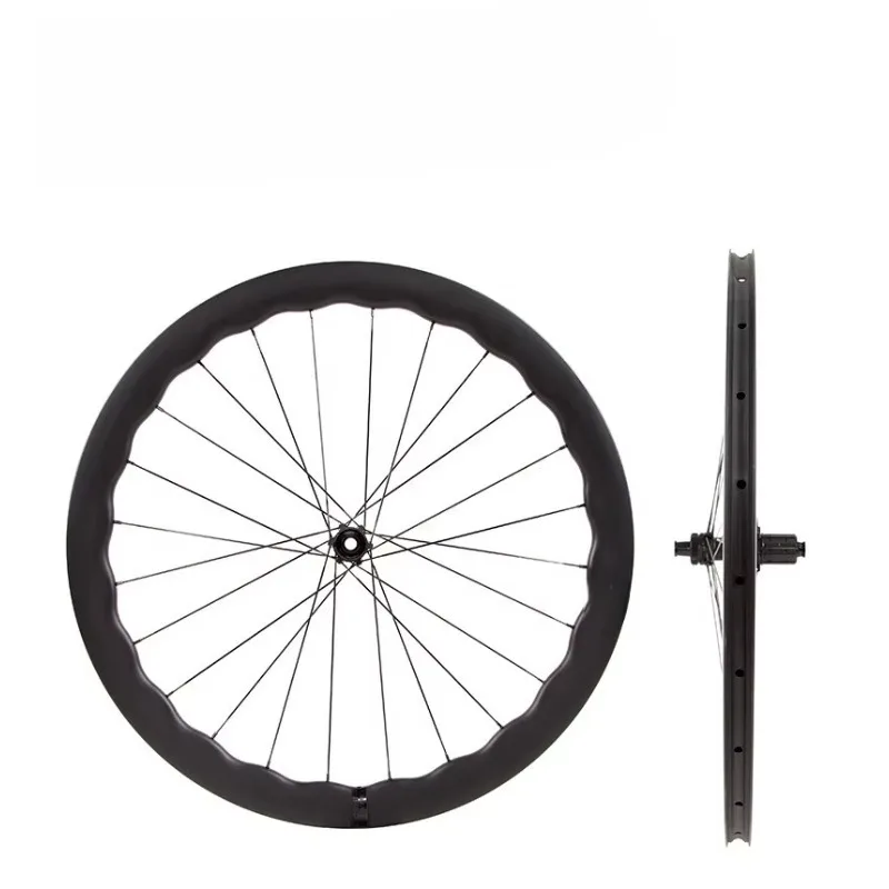 High Quality Carbon Fiber Road Bicycle Wheelset 700C Bicycle Wave Rims 36T Hubs Four Bearings Disc Brake Rims