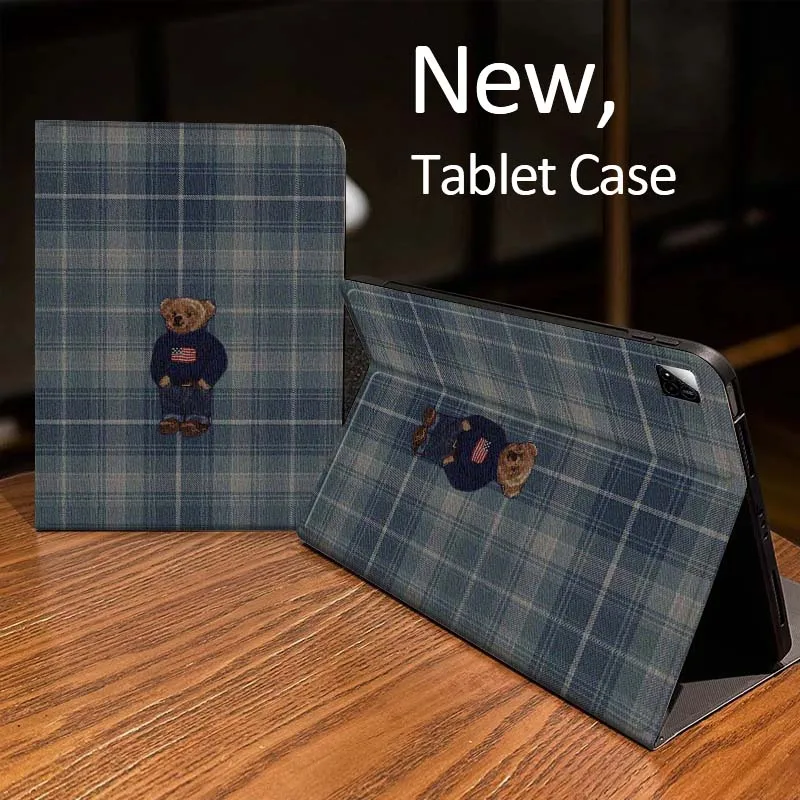 

Cartoon Bear Checkered Heart For Xiaomi Mi Redmi Pad 2 4 5 7S 6S 6 7 8 Plus SE Pro K 2025 inch 8.7 11 Tablet Case