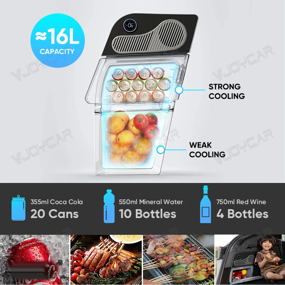 Новый портативный автомобильный мини-холодильник Y Juniper для модели Y емкостью 16 л с цифровым дисплеем для хранения еды на открытом воздухе