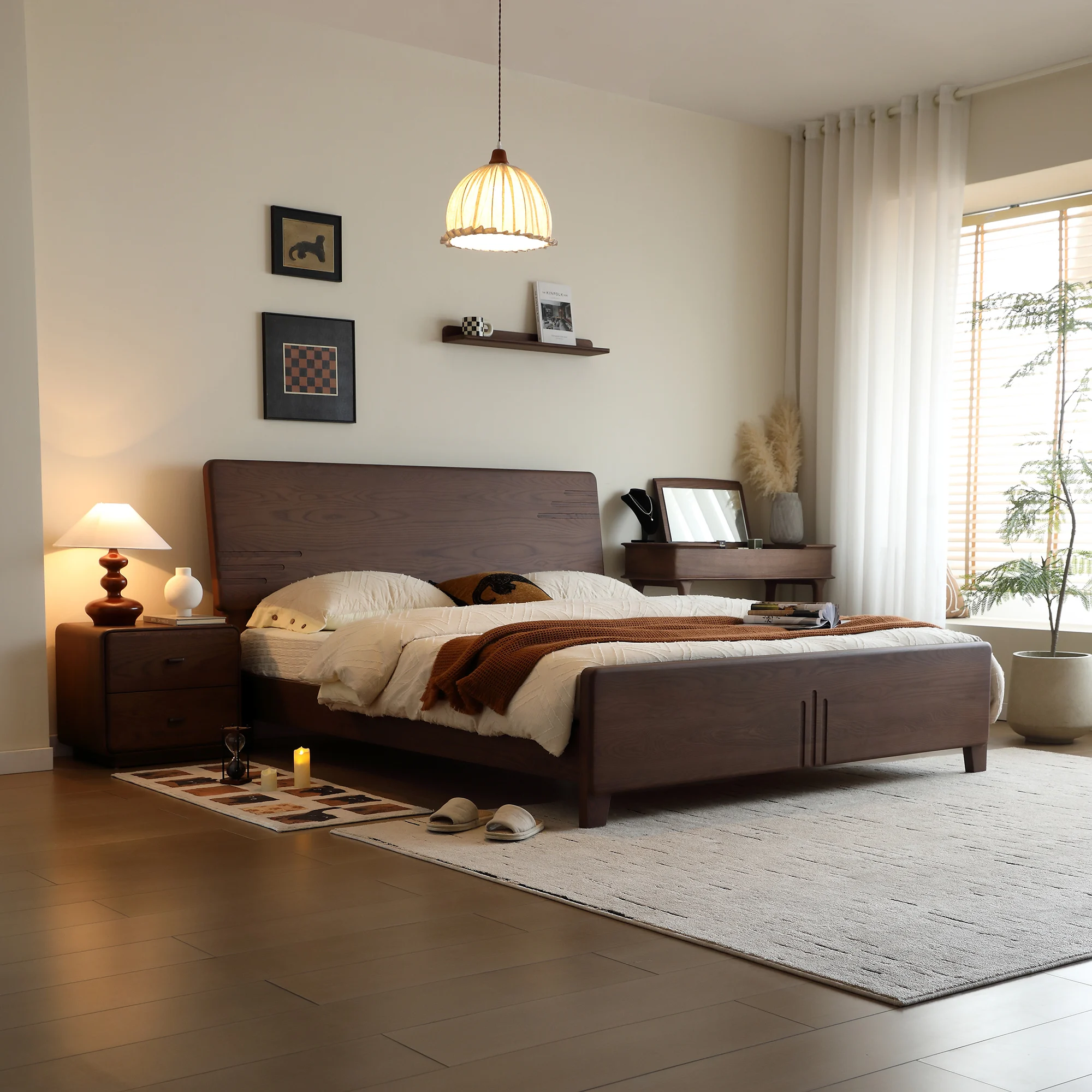 

Ash wood solid wood 1.8 meters double bed master bedroom