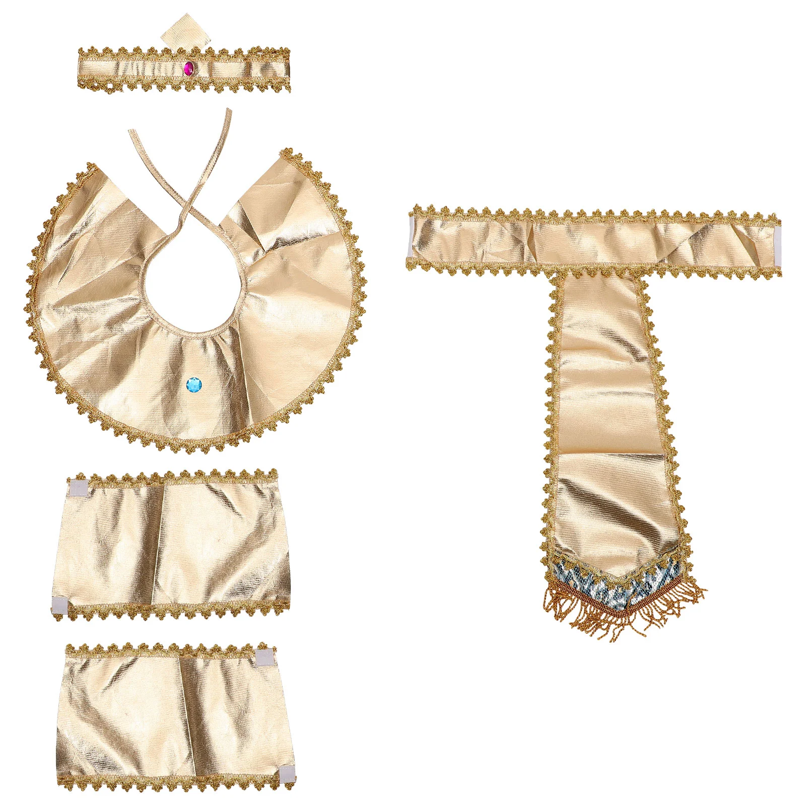 1 セットエジプトファラオ衣装キットハロウィンコスプレ大人サイズかぶとベルト襟スリーブウエストバンドパーティー小道具用品