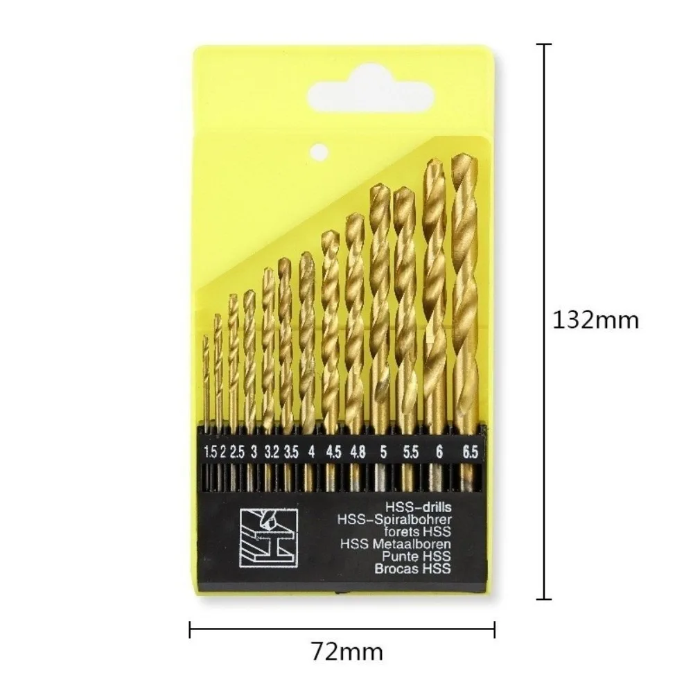 

Multifunctional 13-piece Titanium-plated Twist Drill Portable Woodworking Drill Bit Metric Drill Bit Set Titanium-plated Hole