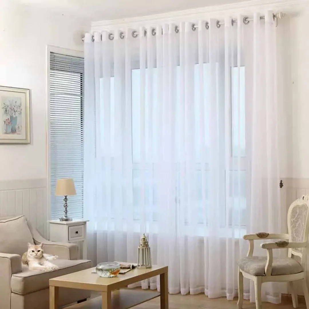 Modern White Solid Sheer Tulle Curtains for Living Room Bedroom Balcony Window Screening Voile Drapes Gauze Tulle for Windows