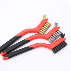 Stainless Steel Brush Brass Cleaning Brush Polishing Rust Remover Metal Wire Burring Cleaning Tool Family 3-piece set 7 inches