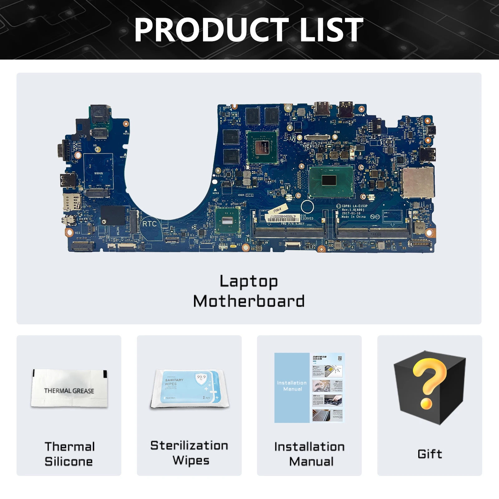 LA-E153P Mainboard For DELL LATITUDE 3520 Laptop Motherboard CN-0D1616 0C2731 i5 i7-7th Gen CPU tested