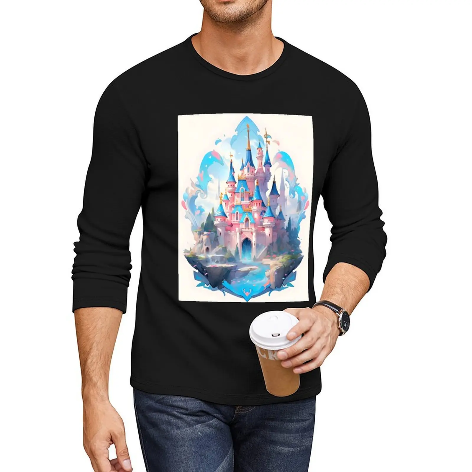 fairy tale castle in paris Long T-Shirt shirts graphic tees tshirts for men