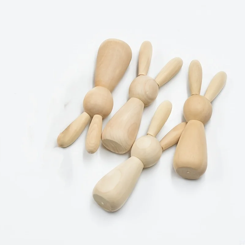 4-teiliges Osterhasen-Figurenset aus Holz – süß und perfekt für Feiertagsdekorationen oder Geschenke