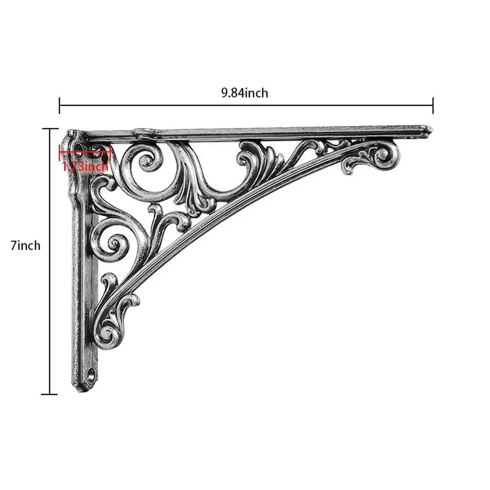 Decorative Victorian Ornate Shelf Bracket 10'' Heavy Duty Vintage Hardware 4-Pack Zinc Alloy Antique Pewter Easy Install 11