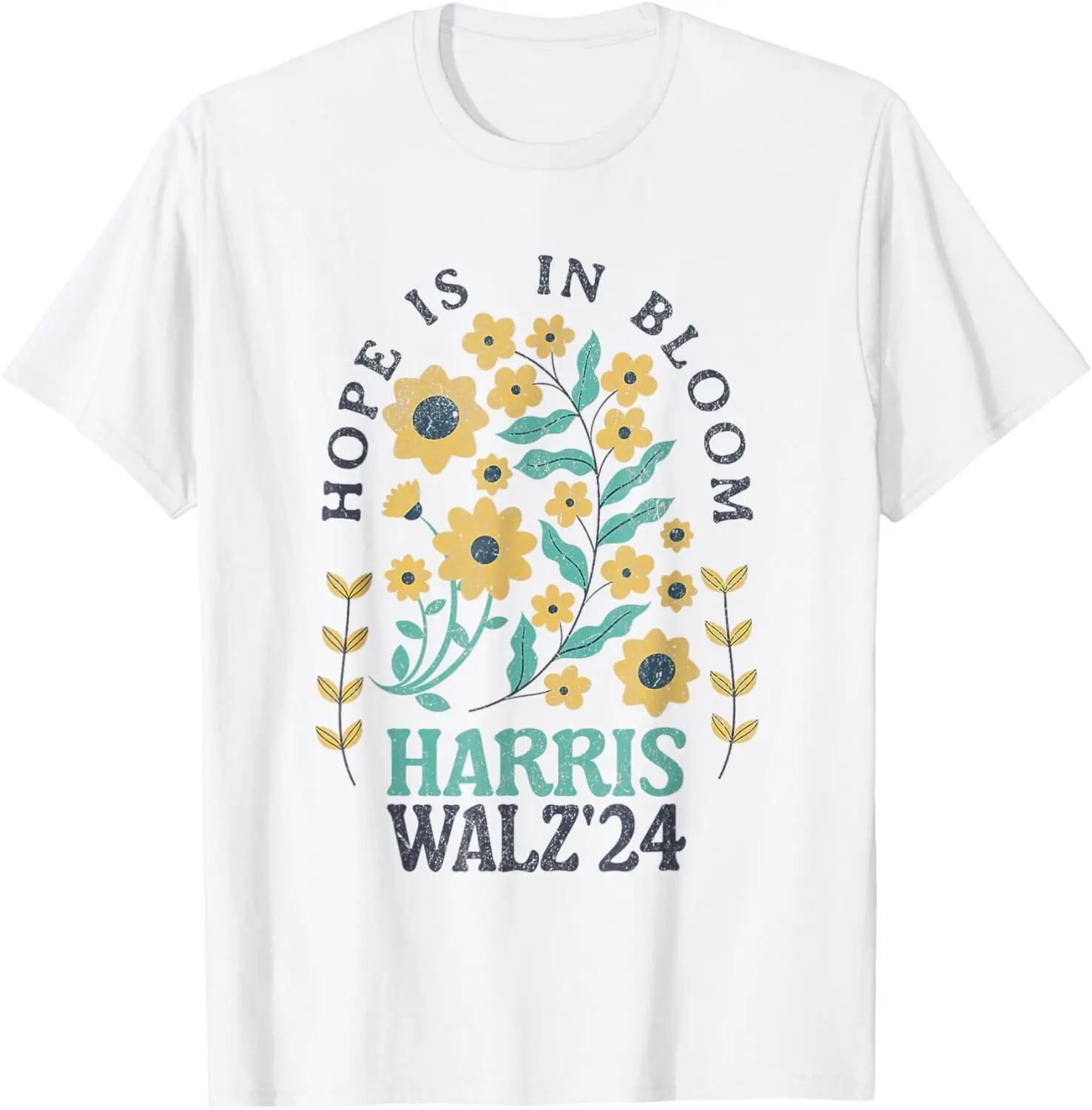 

Hope is Bloom Kamala Harris Waltz 2024 Boho Retro Tim Walz T-Shirt