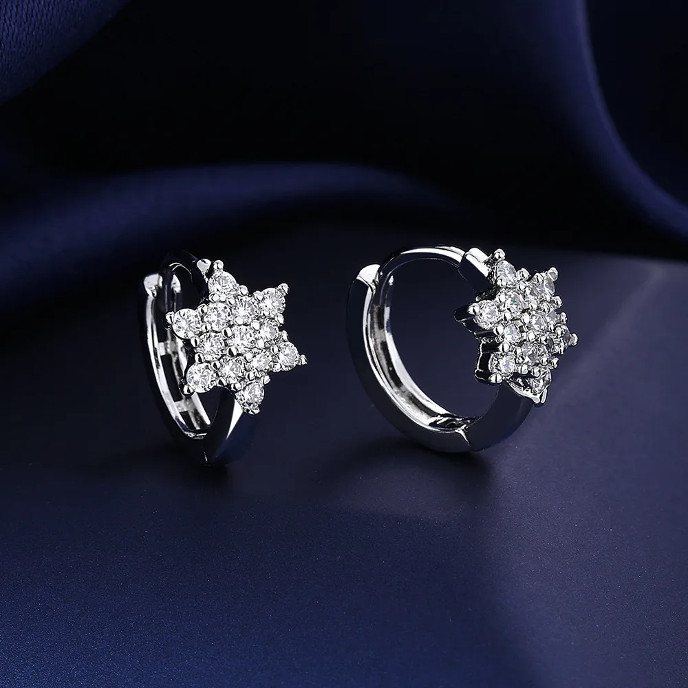 Ohrringe aus 925er-Sterlingsilber für Damen, runde Zirkon-Ohrringe, funkelnde Party, Hochzeit, Schmuck, Geschenkzubehör