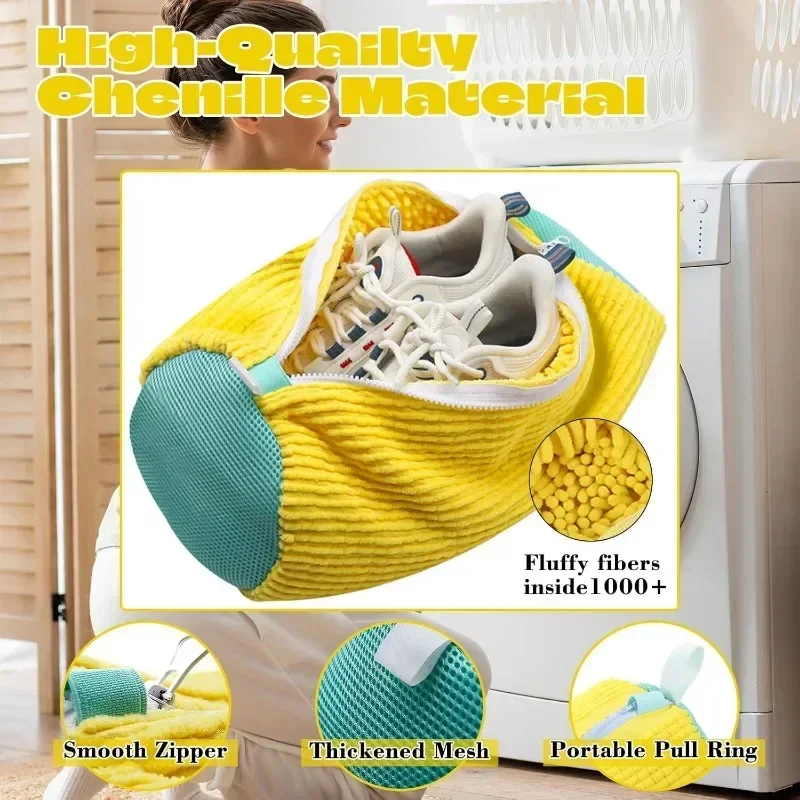 New Washing Shoes Bag Cotton Laundry Net Fluffy Fibers Easily Remove Dirt Washing Bags Anti-deformation Shoes Clothes Organizer