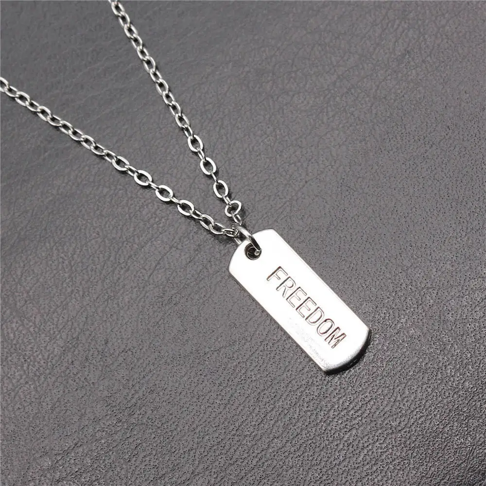 1pcs FREEDOM Tag Charms Choker Women Accessories Vintage Jewelry Vintage Chain Length 43+5cm