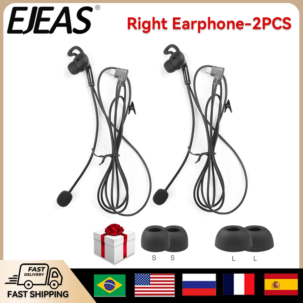 2/1PCS EJEAS V6C Football Referee Intercom In-ear Earphones Left/Right TYPE-C Full Duplex Soccer Referee Headphone Accessories