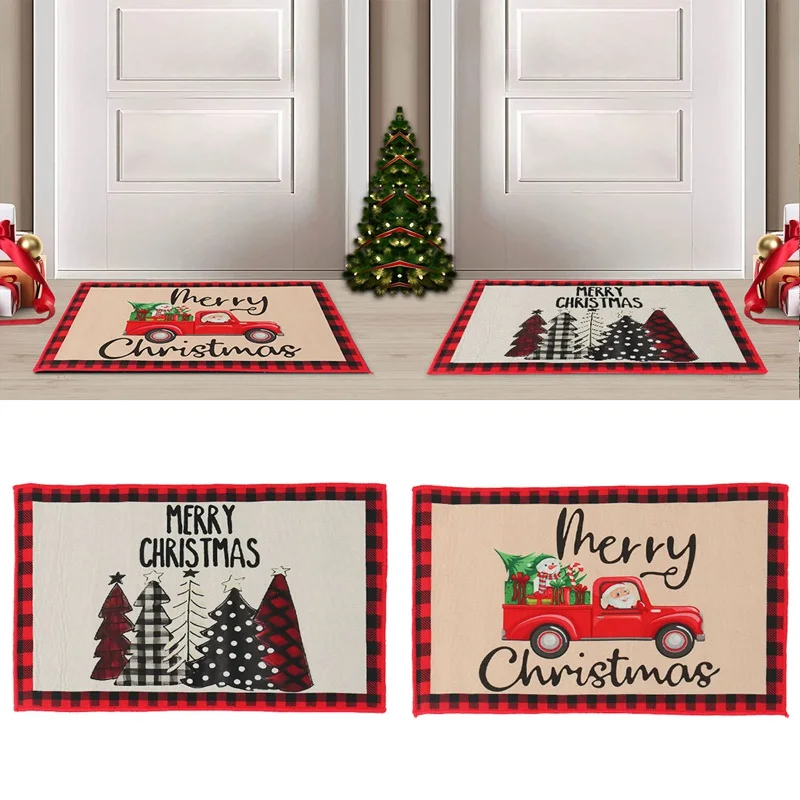 Świąteczna wycieraczka dekoracyjna Xmas Holiday Front Door Mat Cartoon Character Felt Door Rugs for Indoor Outdoor Xmas New Year Decor