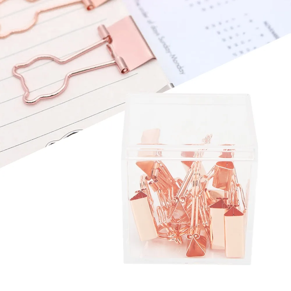 20Pcs Rose Gold Bear Binder Clips Bear Shape Small Size Metal Binder Clips Metal Smooth Surface Planner Clips Paper Sorting