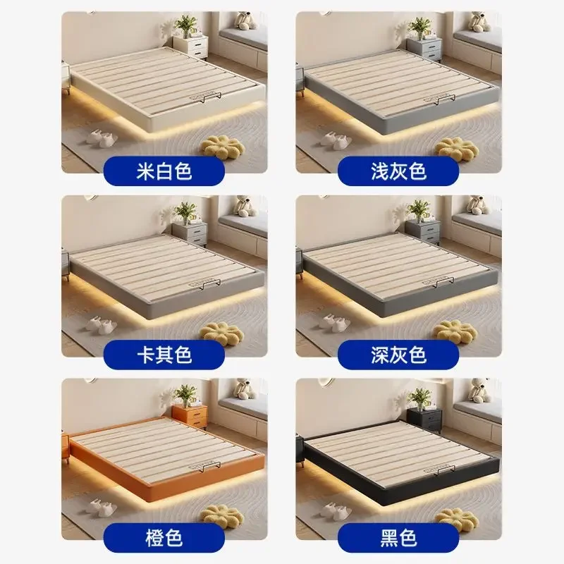 Modern simple master bedroom Small apartment shelf bed No back flush edge No bedside Rental room Tatami bed