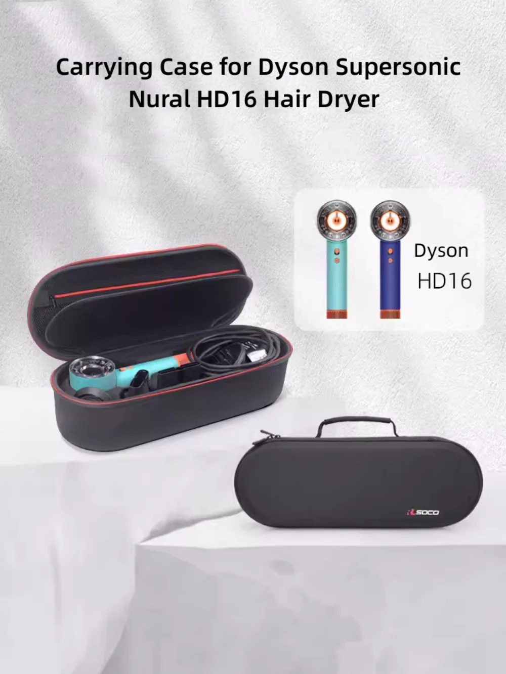 Hard Carrying Case Compatible with Dyson Supersonic Nural HD16 Hair Dryer, Replacement Travel Storage Bag for Hair Dryer Dyson