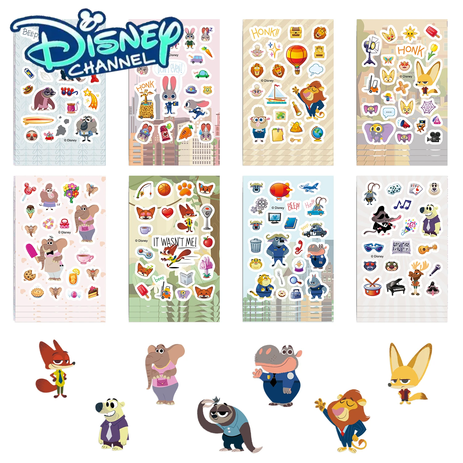 8 قطع من ملصقات Zootopia للمذكرات والكمبيوتر المحمول والأمتعة ولوح التزلج وملصقات كرتونية ممتعة لتزيين الهدايا الكلاسيكية