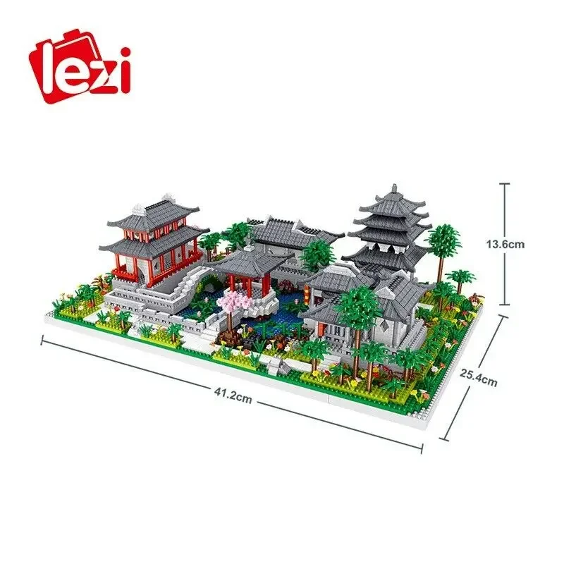 3930pcs Lezi mini Blocks Building Bricks Toys Adult Puzzle Suzhou Gardens  Home Decorations 8202