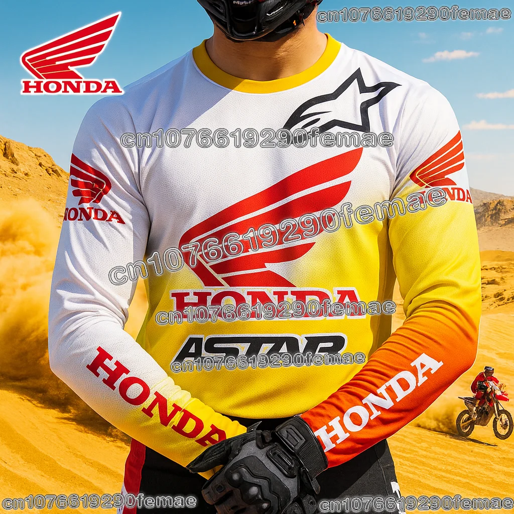 قميص ركوب مريح بأكمام طويلة من Honda للدراجات النارية سريع الجفاف وجيد التهوية لعشاق السباق الجبلي للدراجات الترابية
