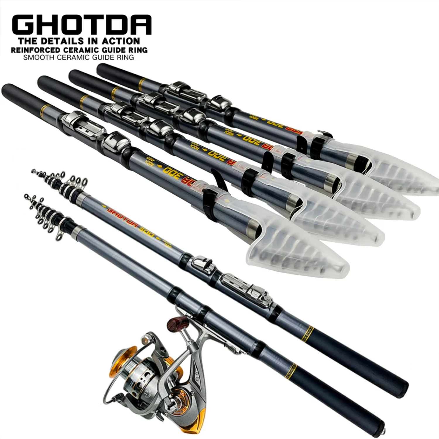

1.5m-3m Fishing Rod Kit Fast Rod Spincasting Combo Rock Fishing Rod Reel Set Short Travel Pole Boat Pole Bass Carp Pike Full Kit