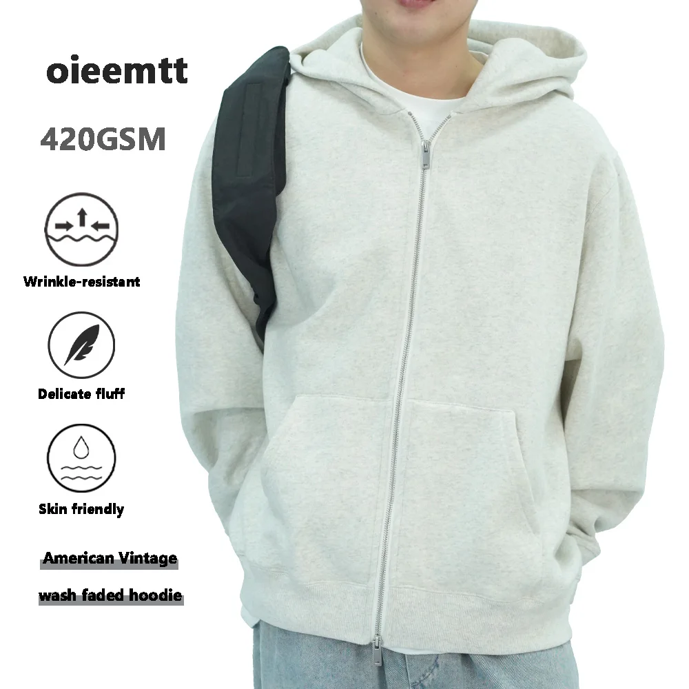 

Men‘s classic oversize streetwearHigh Quality Heavy Weight Thick Fleece Full Zipup Hooded Sweatshirt Unisex Cotton Winter Hoodie