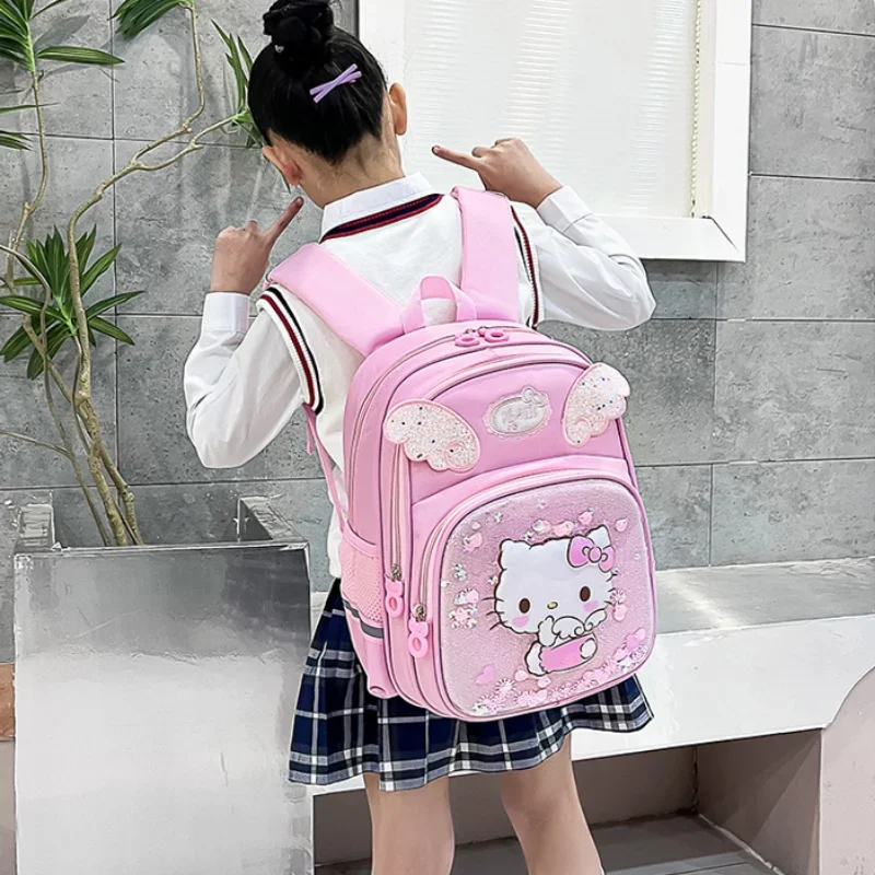 Sanrio Hello Kitty schattige en lieve studentenschooltas Kuromi cartoonprint fris drijfzand rugzak met grote capaciteit