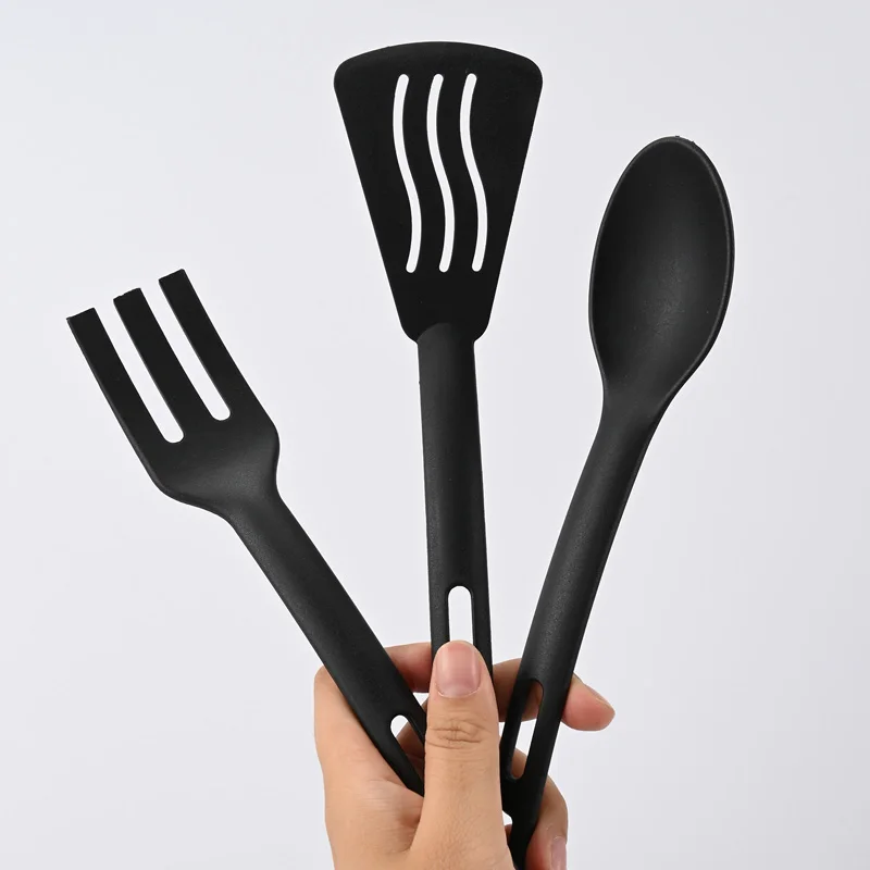 3pcs Nylon Kitchenware Shovel Spoon Surface Fork Slotted Turner Solid Spoon Fork Children's Shovel Fork Spoon Tableware