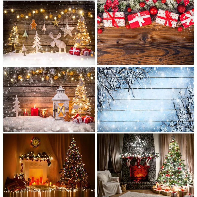 Vinyl Custom Christmas Day Photography Backdrop Christmas Tree Festival Theme Photo Studio Background XT20924SD-03