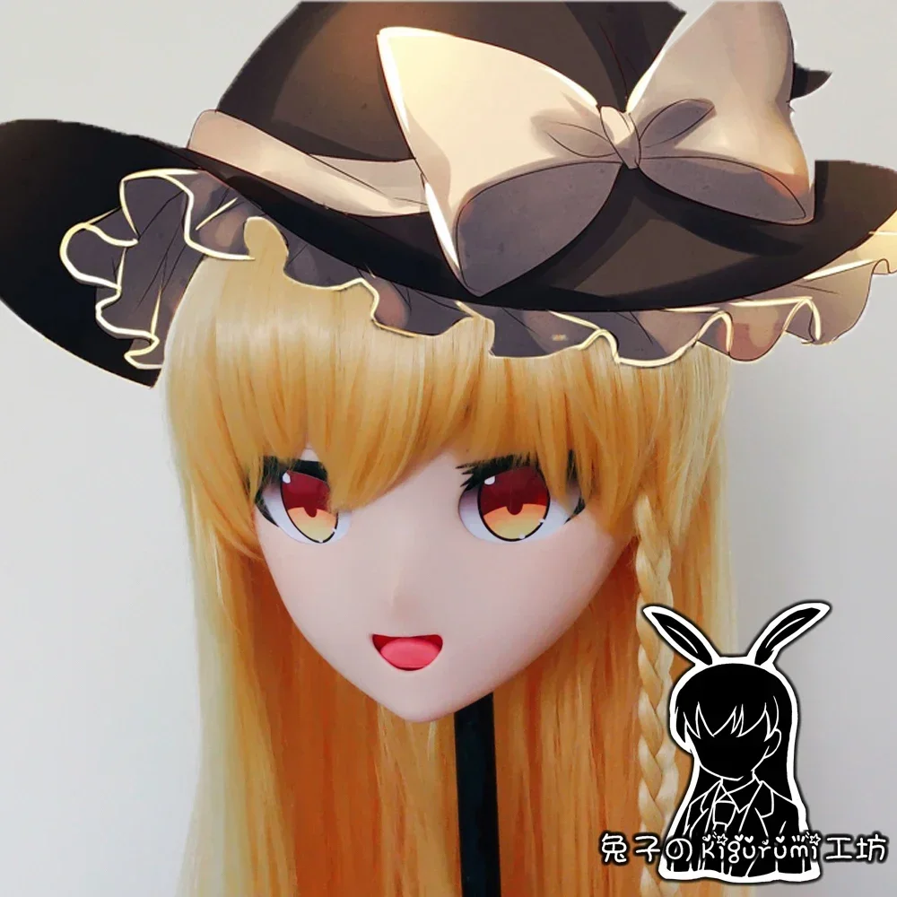 (R-Mask 02) Full Head Resin Cosplay Anime Touhou Project Kirisame Marisa Kigurumi Mask BJD Crossdresser Doll Transgender Mask