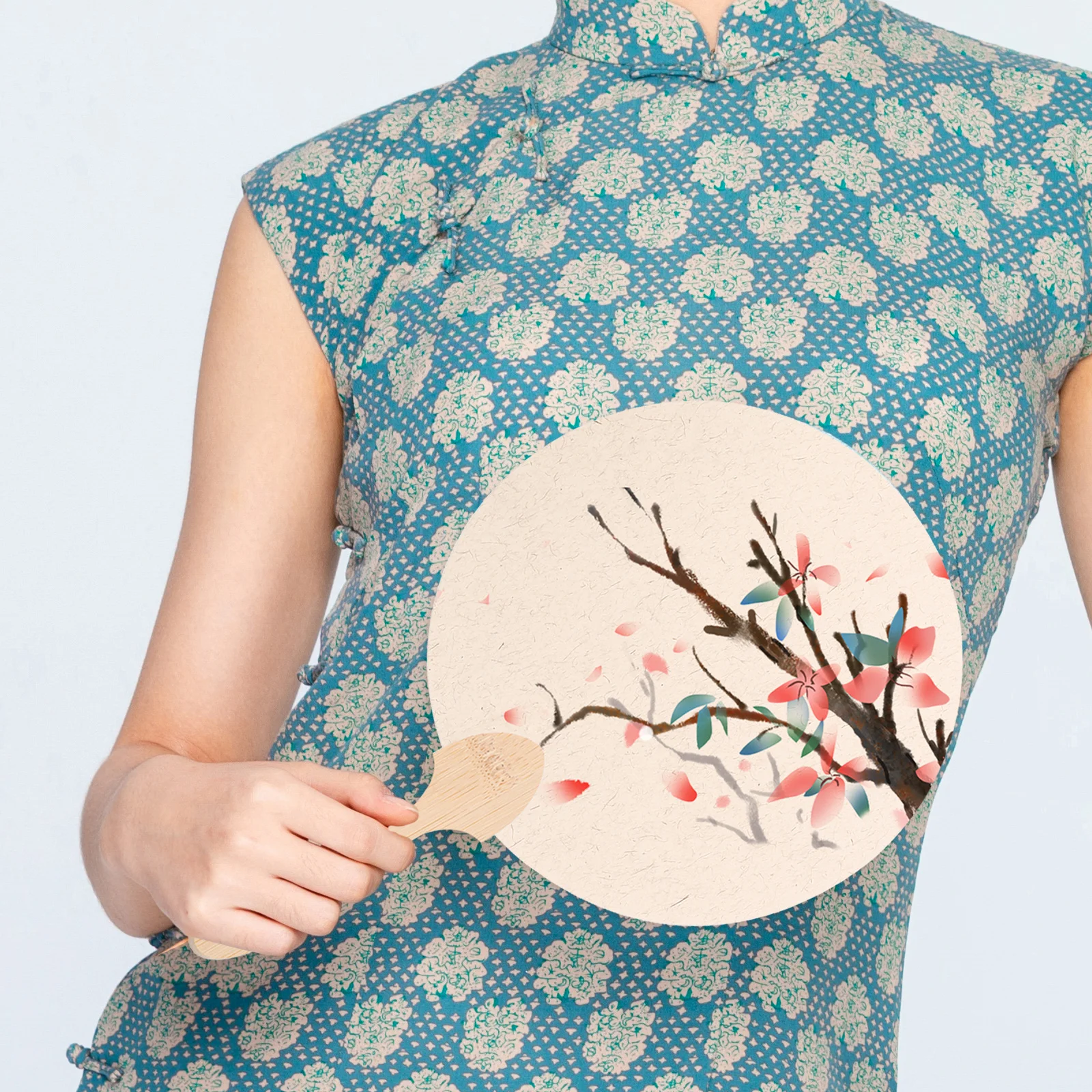 

8pcs Wooden Fan Sticks Handheld Craft Handles Ancient Chinese Style Wood for Projects