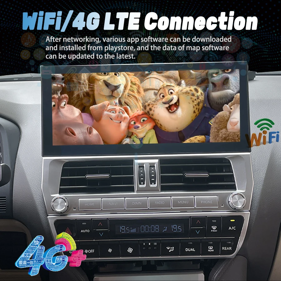 2 Din Android Car Radio Multimedia Video Player For Toyota Land Cruiser Prado 150 2018-2023 Navigation GPS Carplay Head Unit
