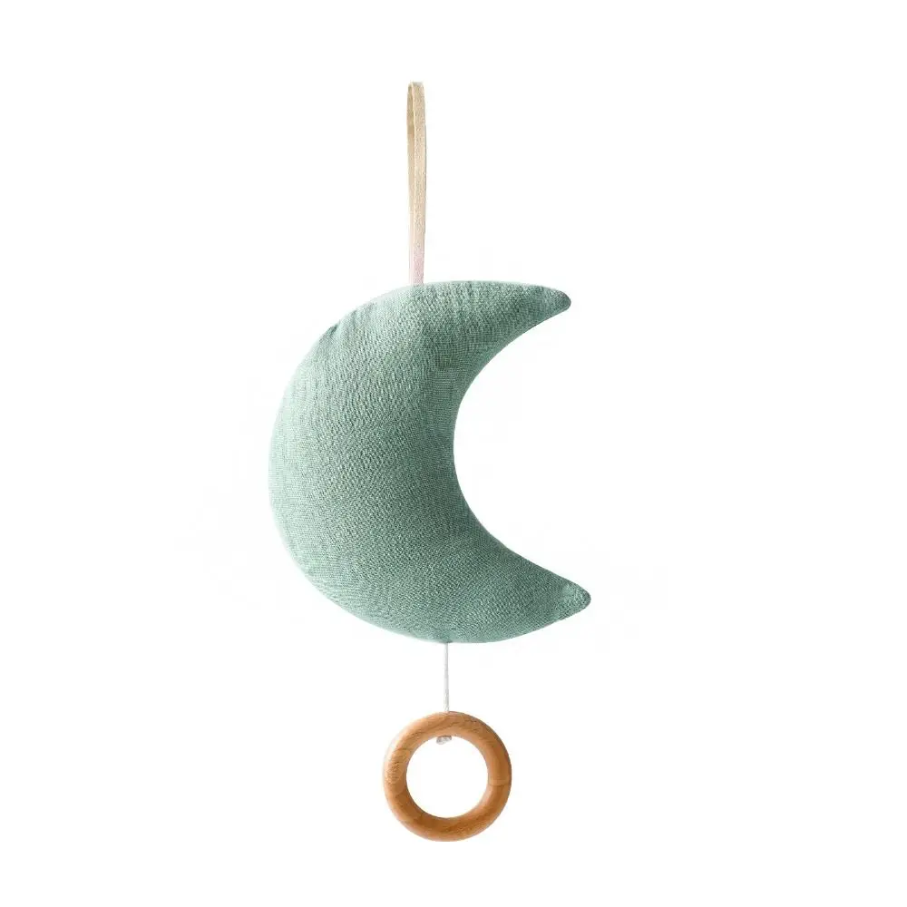 Moon Baby Bed Bell Rattle ของเล่นแบตเตอรี่ฟรีแขวนสายรัดเพลงของเล่นดึงเชือกตกแต่งผ้าฝ้ายเด็ก Comfort ของเล่น