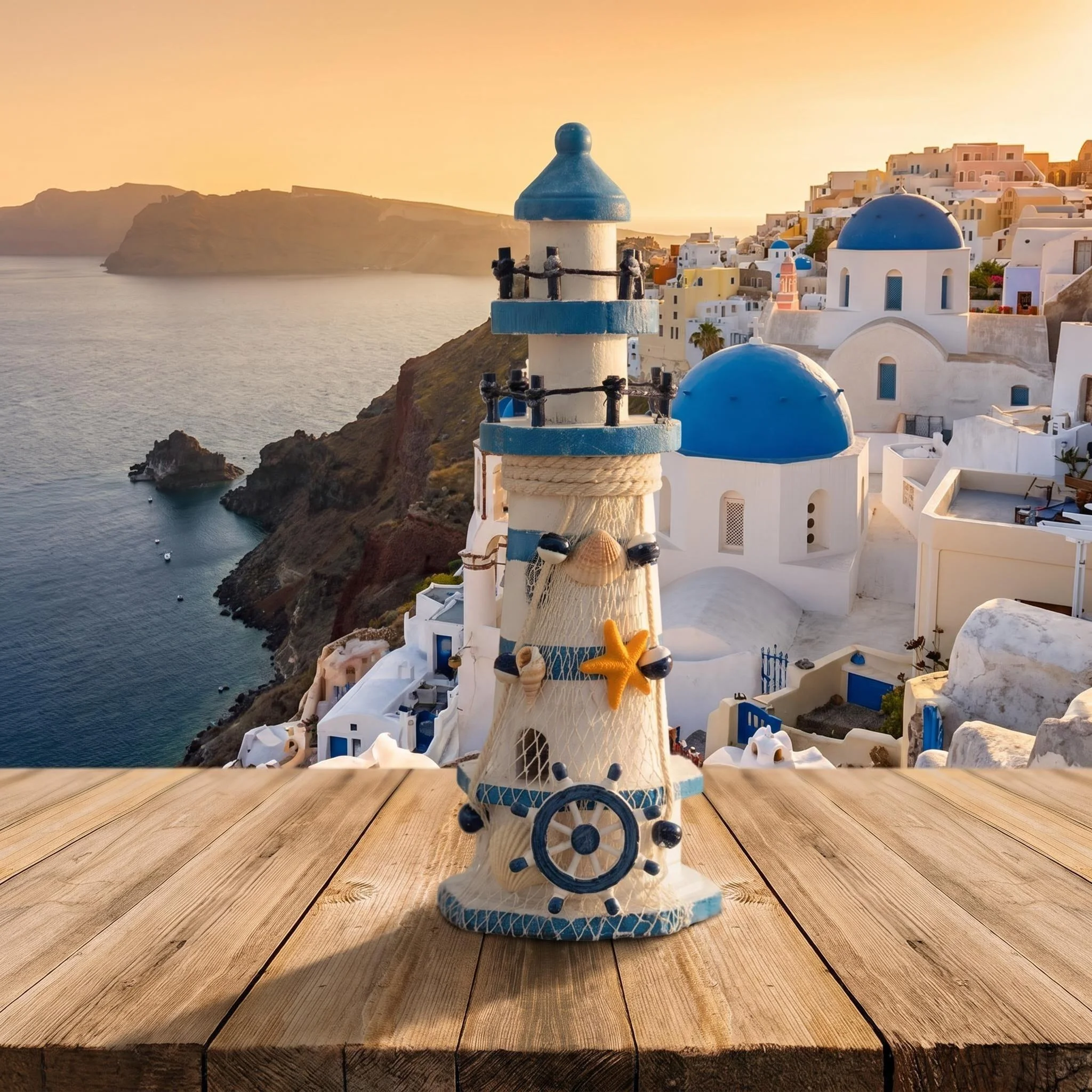 New 23cm Mediterranean Style Handmade Wood Lighthouse Handicraft Furnishing House Decoration Craft Wedding Gift Home Decor