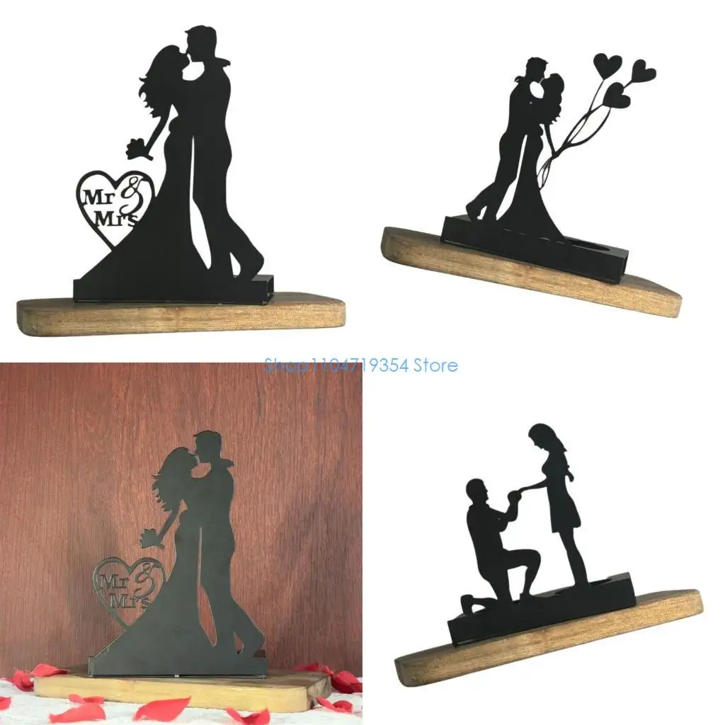 0XLD Contemporary Black Stand Iron Holder for Wedding Dining Proposal