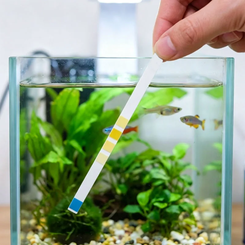 50 Stück/Box 7-in-1 Aquarium-Teststreifen Wasserqualitäts-Teststreifen Aquarium-Testkit für Süßwasser- und Salzwasser-Aquarien PH-Teststreifen – Detail 6