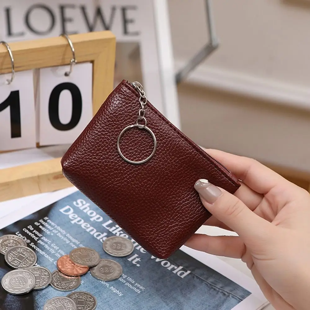 Monedero de cuero PU para mujer, Mini monedero de Superficie suave, bolsa de lápiz labial, bolsas de almacenamiento de tarjetas multifuncionales de moda