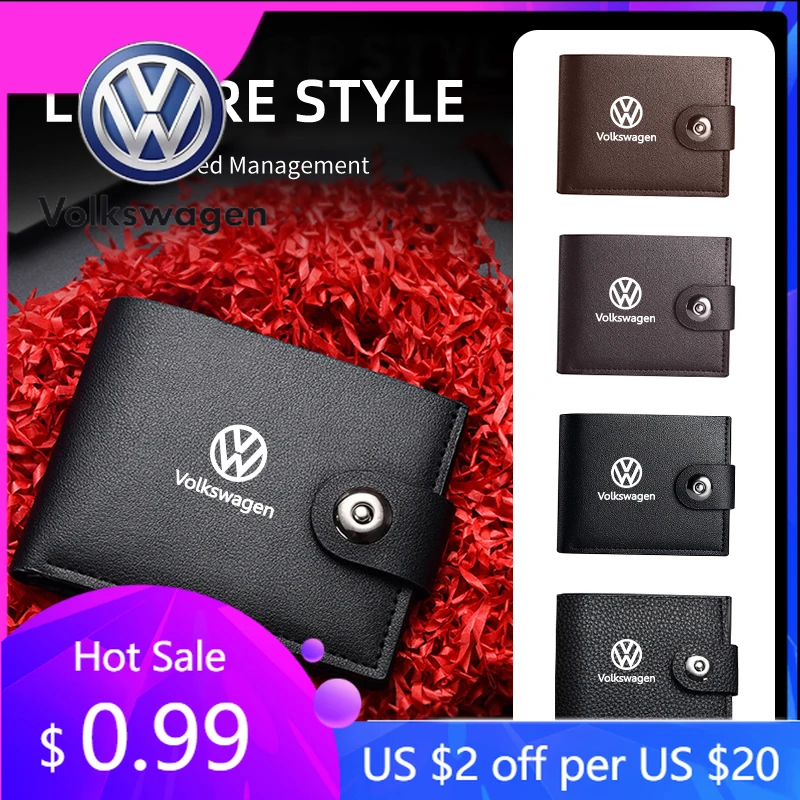 

2026 Hot For Volkswagen VW Leather Men Wallet Gift Coin ID Cash Credit Card Holder Purses For Volkswagen VW Scirocco Beetle Golf