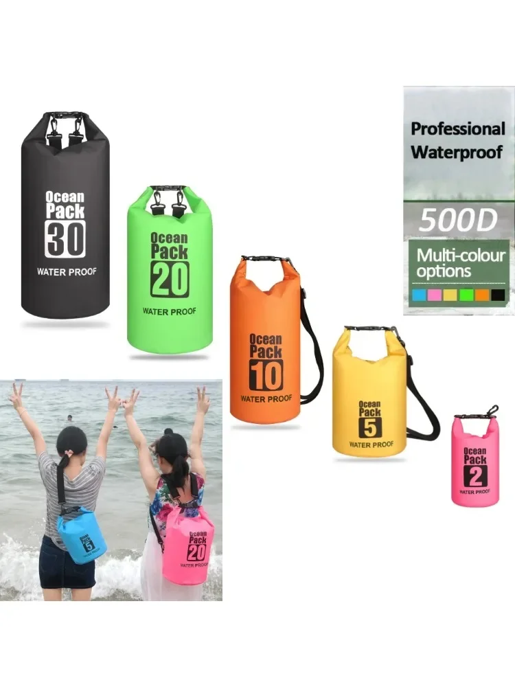 Droge PVC waterdichte tassen voor dames en heren, 2L/5L/10L/20L/30L, outdoor zwememmertassen, raftassen - afbeelding 2