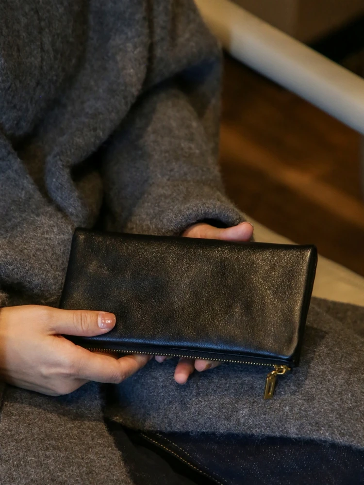 long-genuine-leather-wallet-men's-multi-card-large-capacity-hand-held-anti-theft-multi-function-money-clip-tanned-cowhide