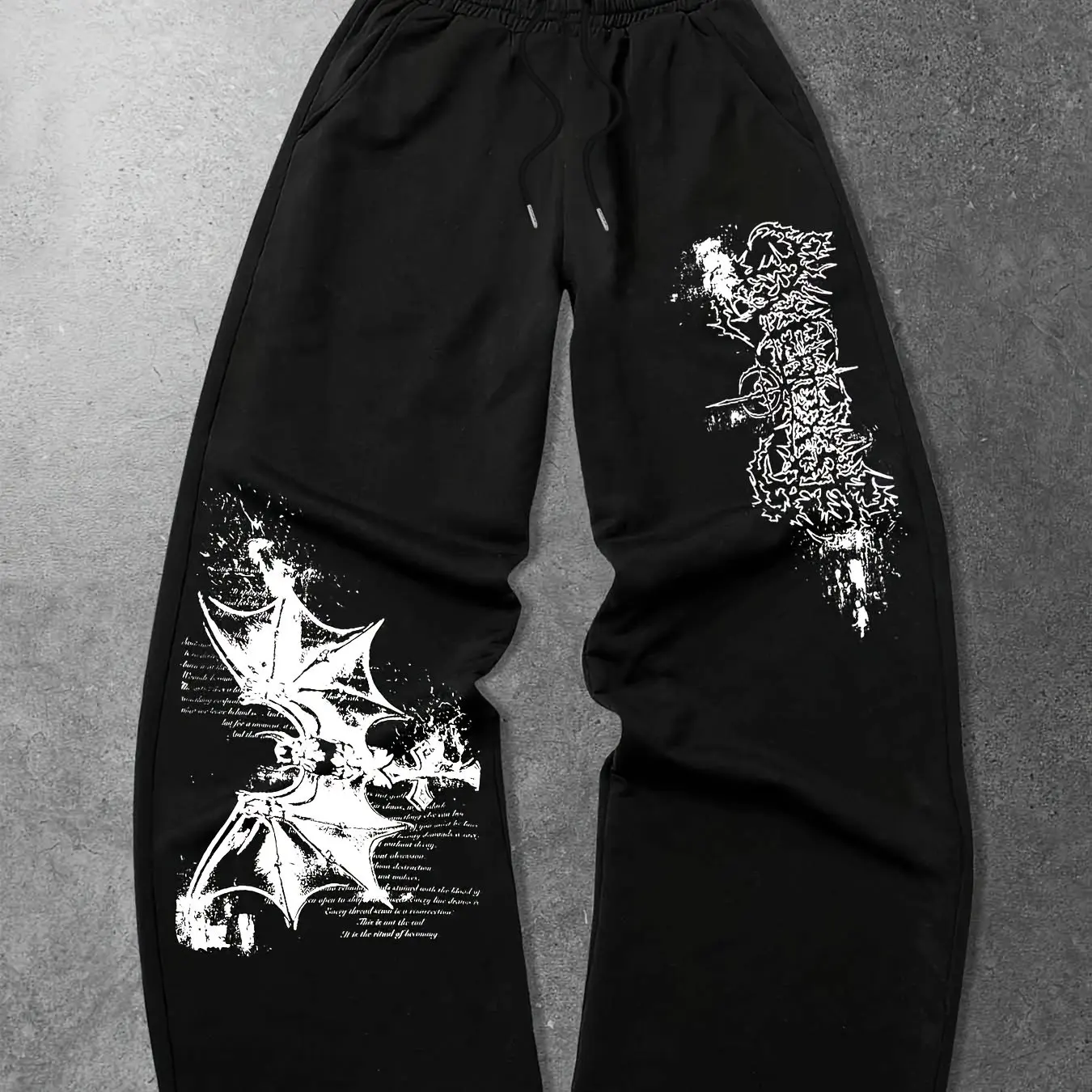 Unique Gothic Style Printed Men's Sports Pants with Elastic Waist and Long Pants for Daily Casual Wear on The Street