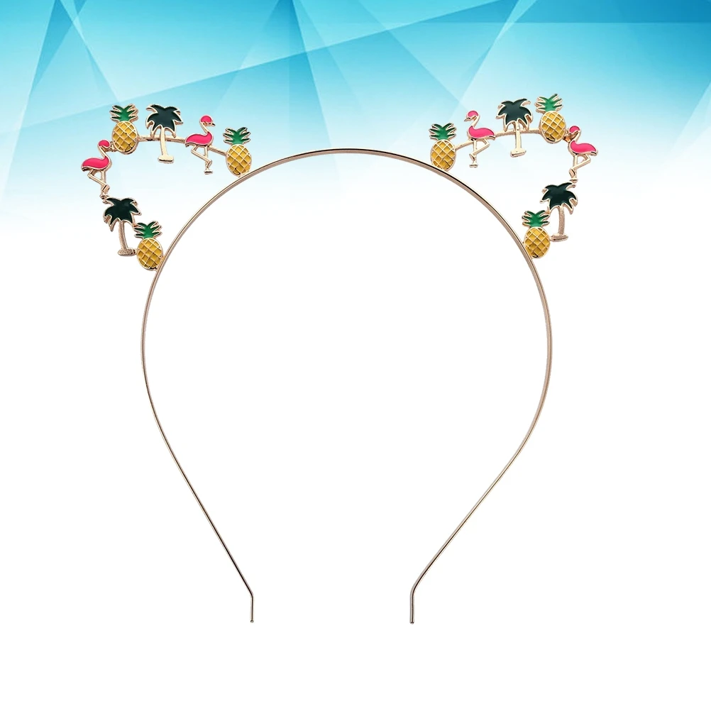 

2Pcs Cat Ear Headb Flamingo Hair Hoop Ears Headwear Lightweight Alloy Seaside Party Accessories Kids Birthday Photoshoot Decor