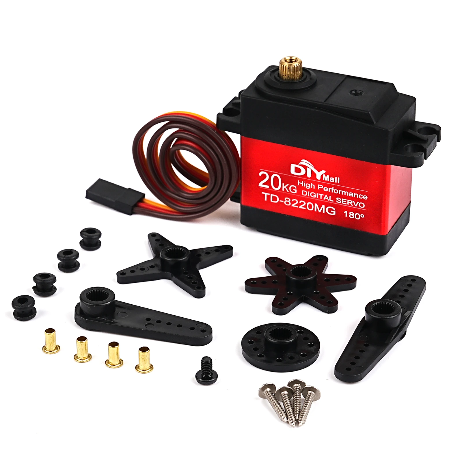 

20KG High Torque Digital Servo Motor Metal Gear Steering Servo for 1/8, 1/10 RC Model DIY Car Robot, 180/270/360 Degree
